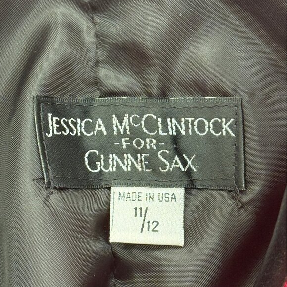 Jessica McClintock Gunne Sax Strapless Dress Pink Black Satin Tulle Size 11/12 - Picture 4 of 7